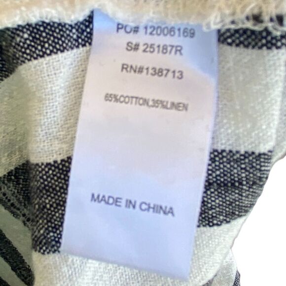 COAST Striped Linen Blend Wide-Leg Jumpsuit Navy Cream Women’s Large - Picture 8 of 8